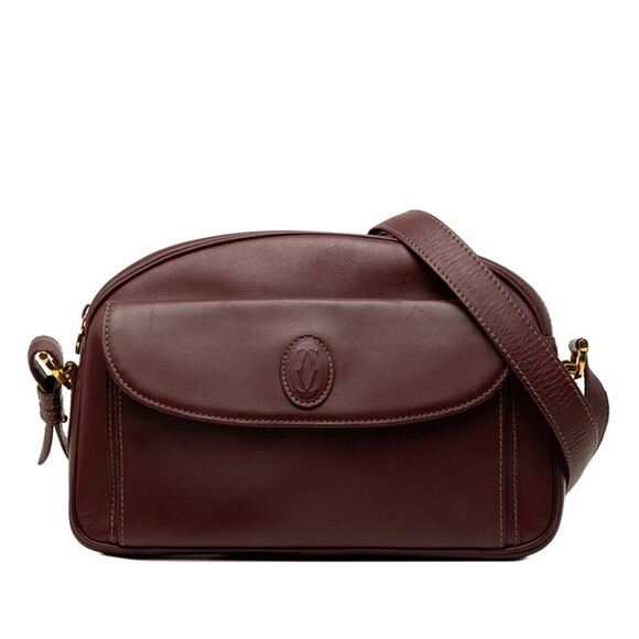 CARTIER Handbags - Cartier Must Line Crossbody Shoulder Bag, Red/Bordeaux Leather, Women's.